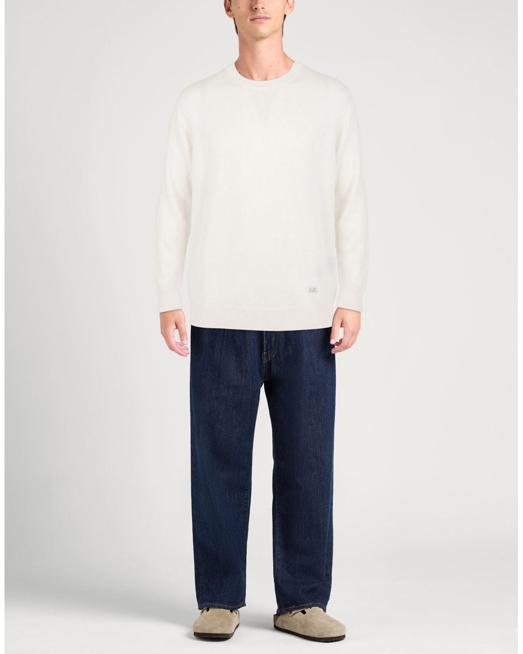 C P Company White Sweater Wool, Silk for men