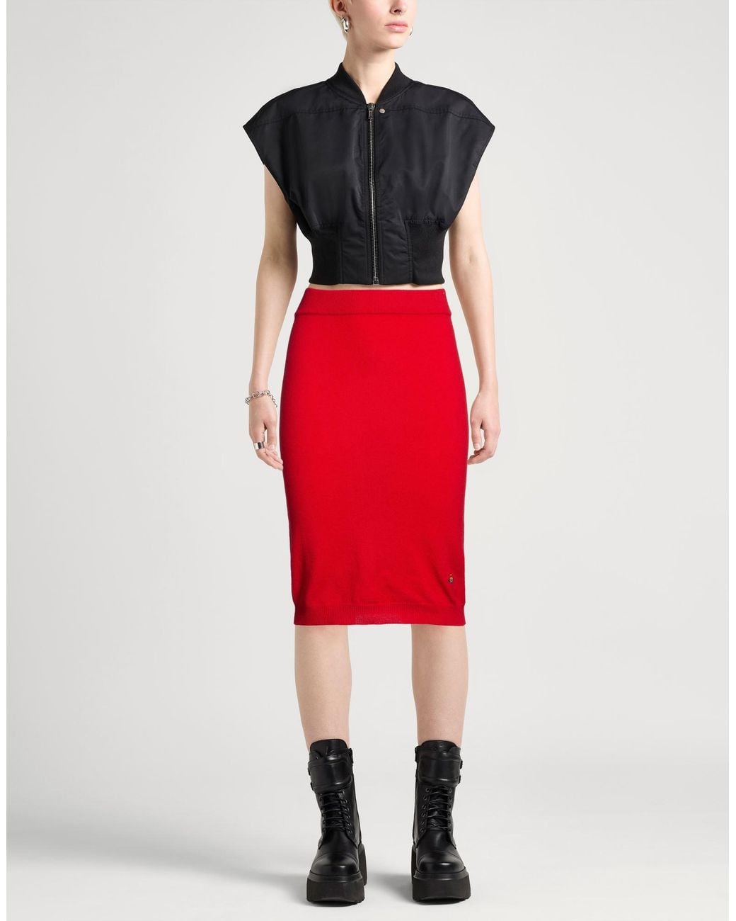 Vivienne Westwood Red Midi Skirt Merino Wool, Cashmere