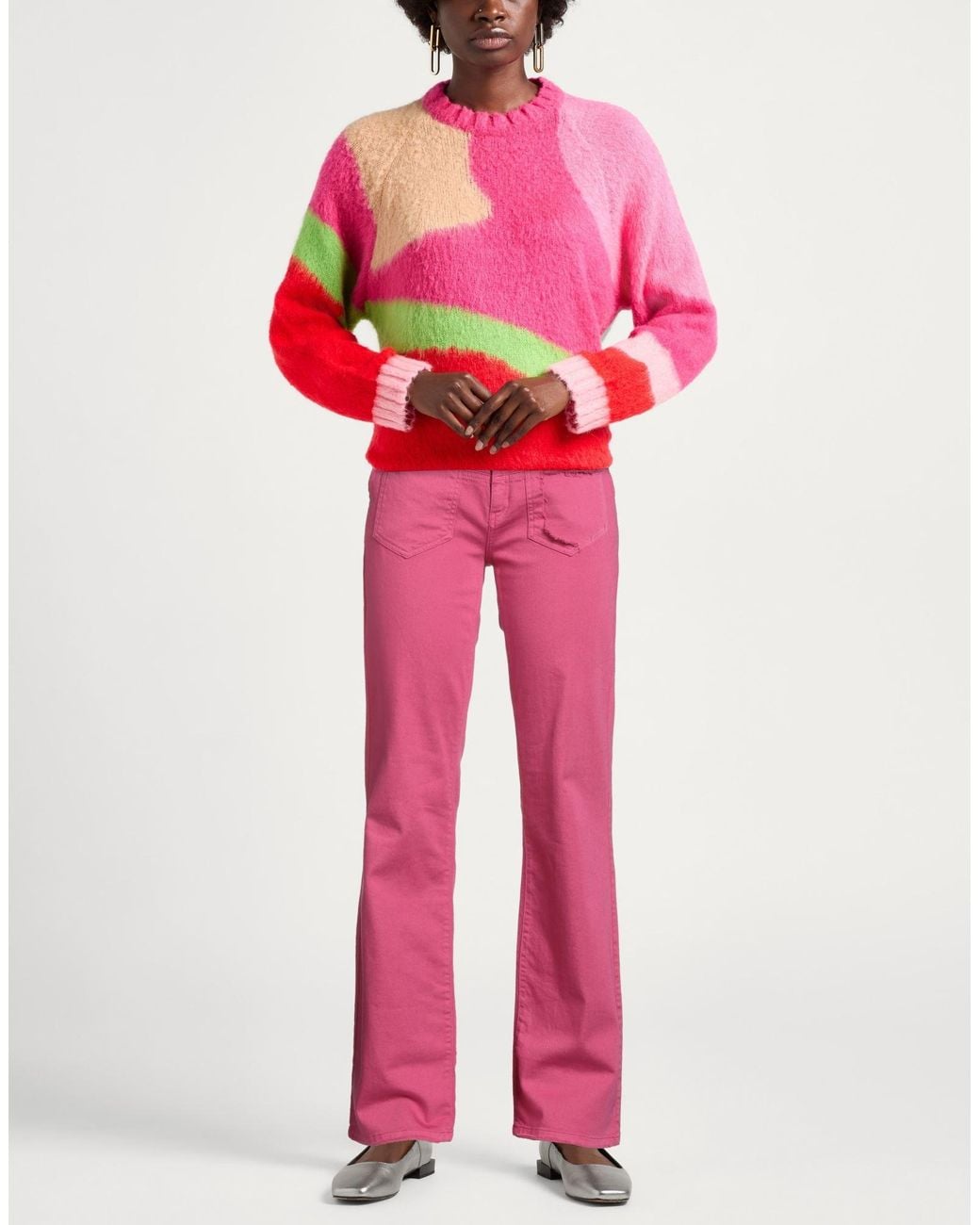 Manila Grace Pink Fuchsia Jeans Cotton, Elastane
