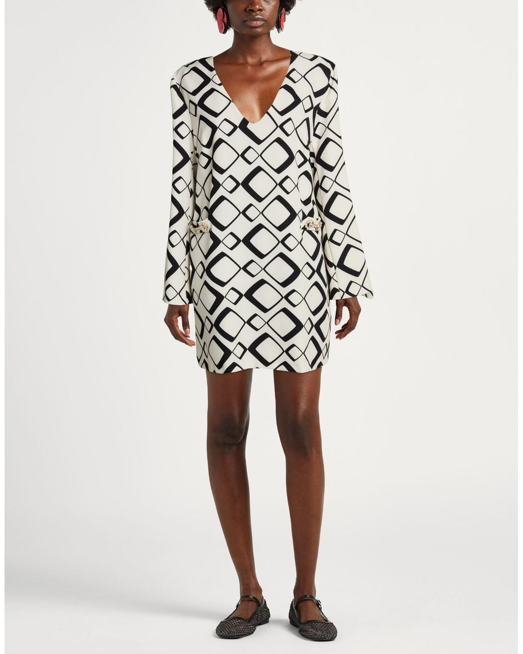 Hanita White Cream Mini Dress Polyester