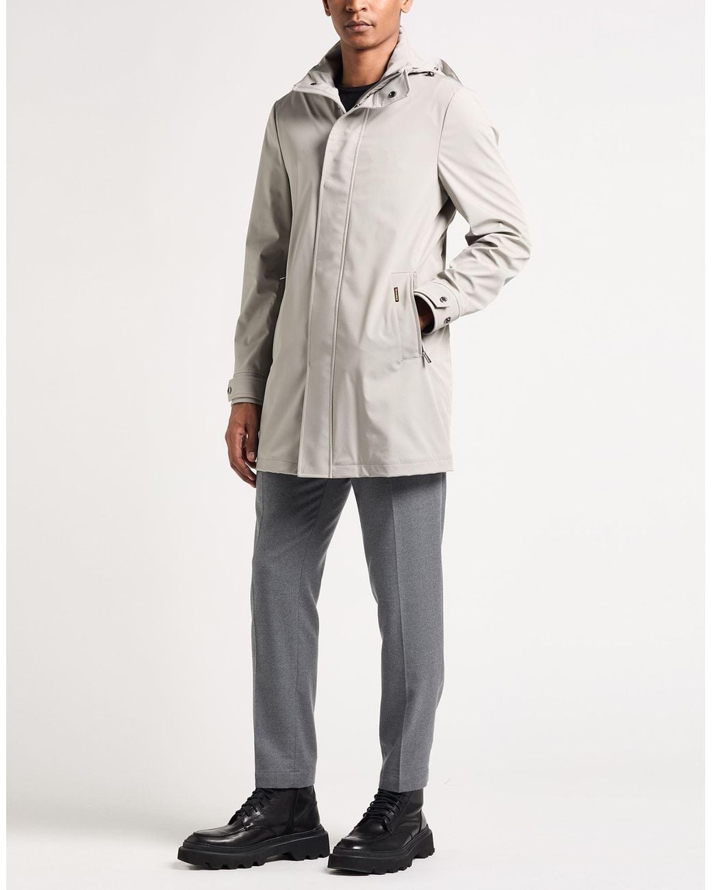 Moorer Gray Overcoat & Trench Coat for men