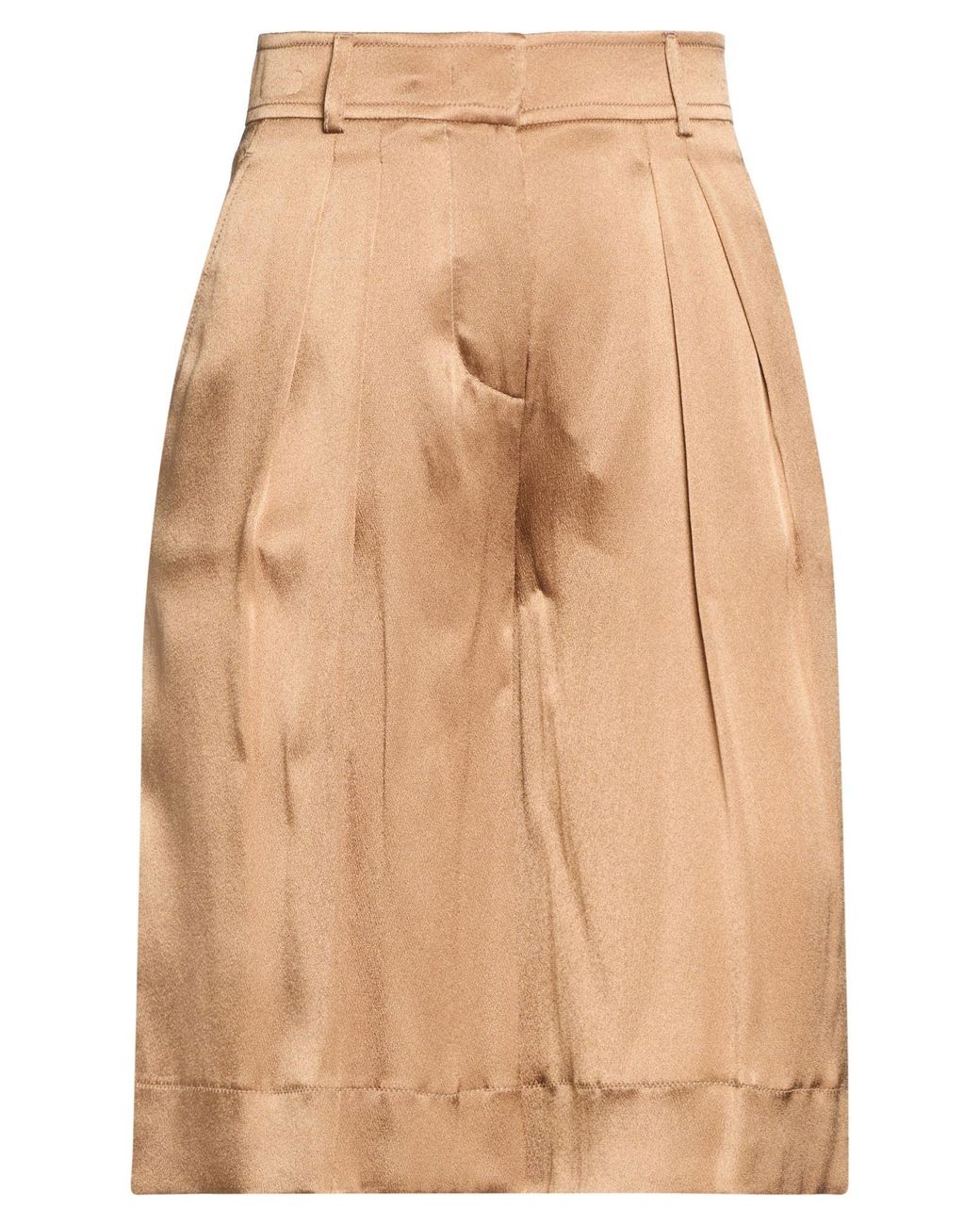 Alberta Ferretti Natural Camel Shorts & Bermuda Shorts Acetate, Silk