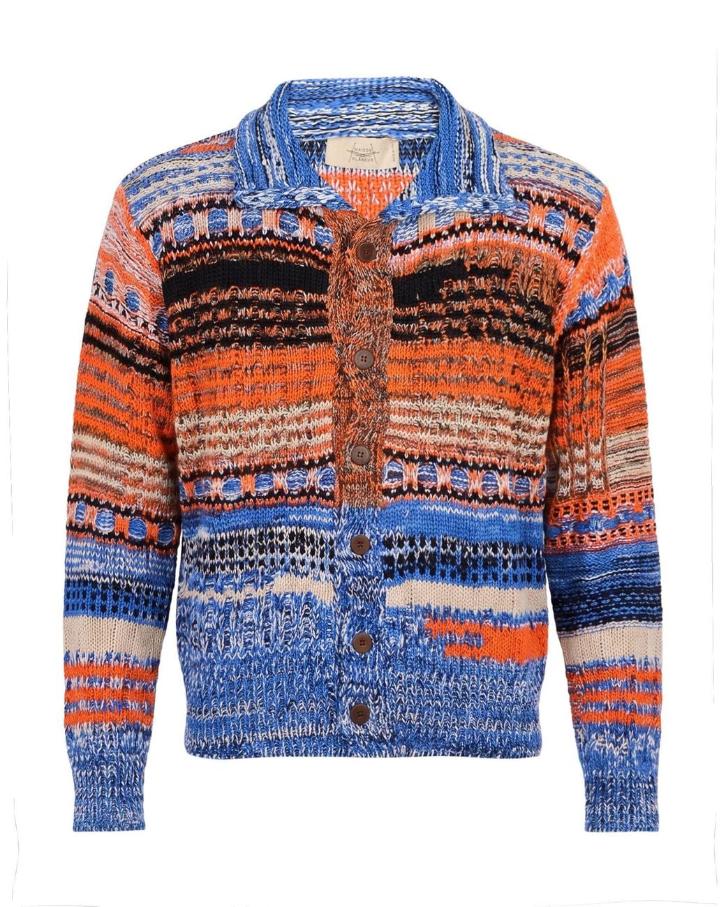 Maison Flâneur Blue Cardigan Cotton, Polyamide for men