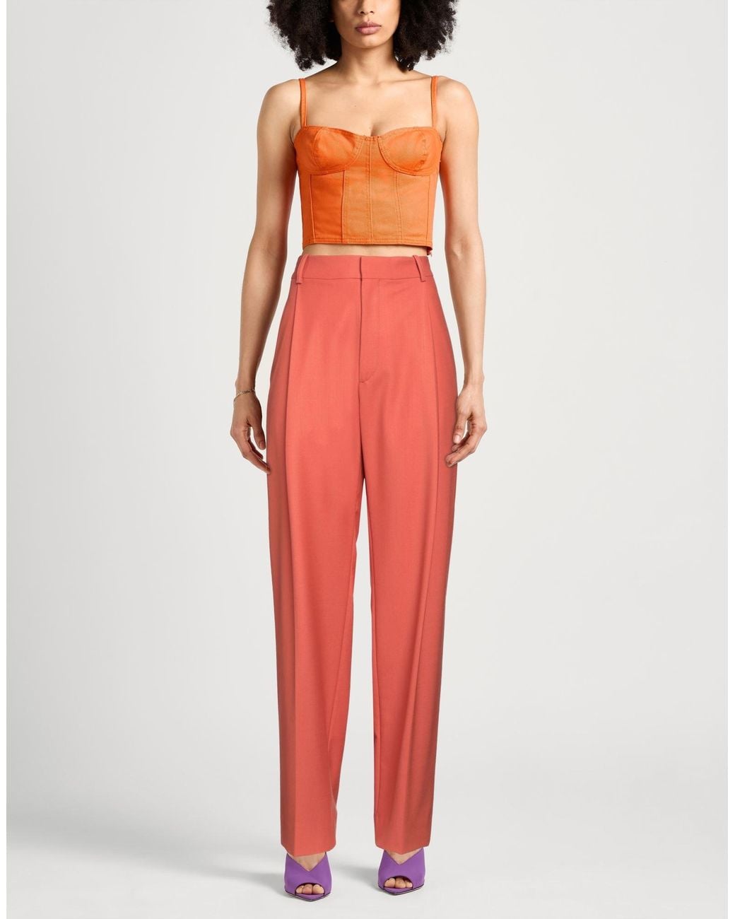 Victoria Beckham Red Pants Polyester, Virgin Wool, Elastane