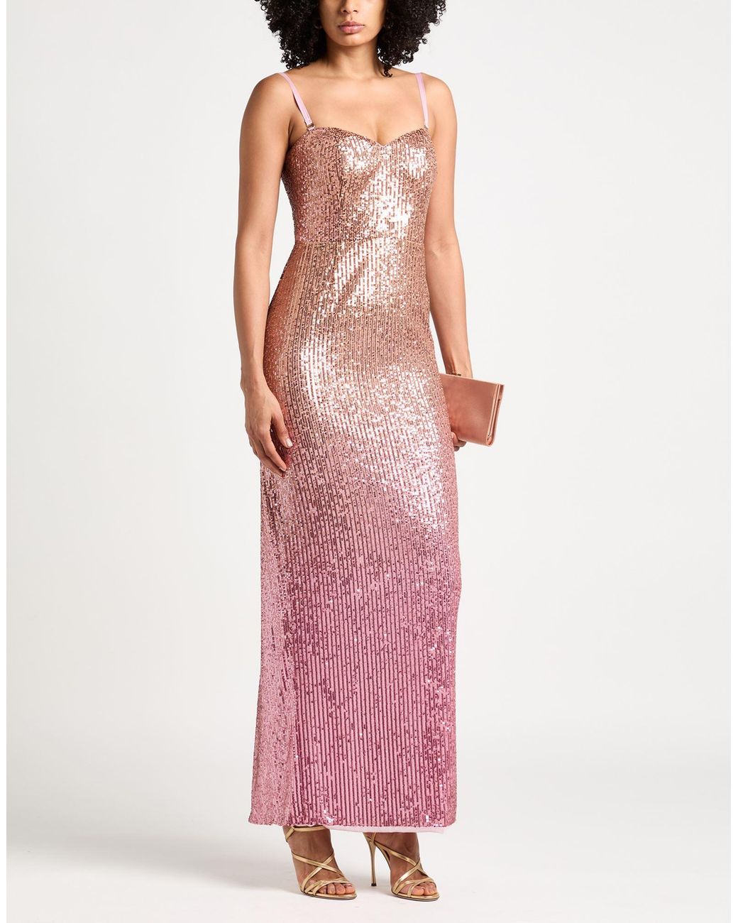 Fracomina Pink Maxi Dress Polyester, Elastane