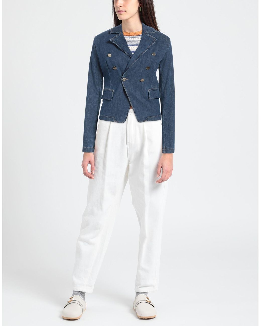 Liu Jo Blue Denim Outerwear Cotton, Polyester, Elastane