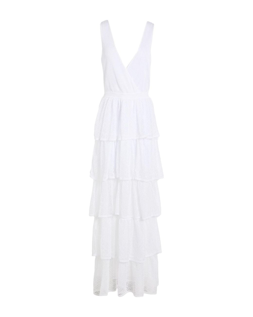 Nenette White Maxi Dress Viscose, Polyester