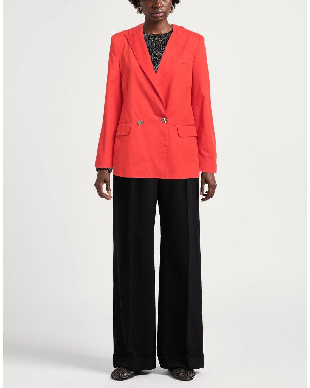 Liu Jo Red Blazer Cotton, Polyamide, Elastane