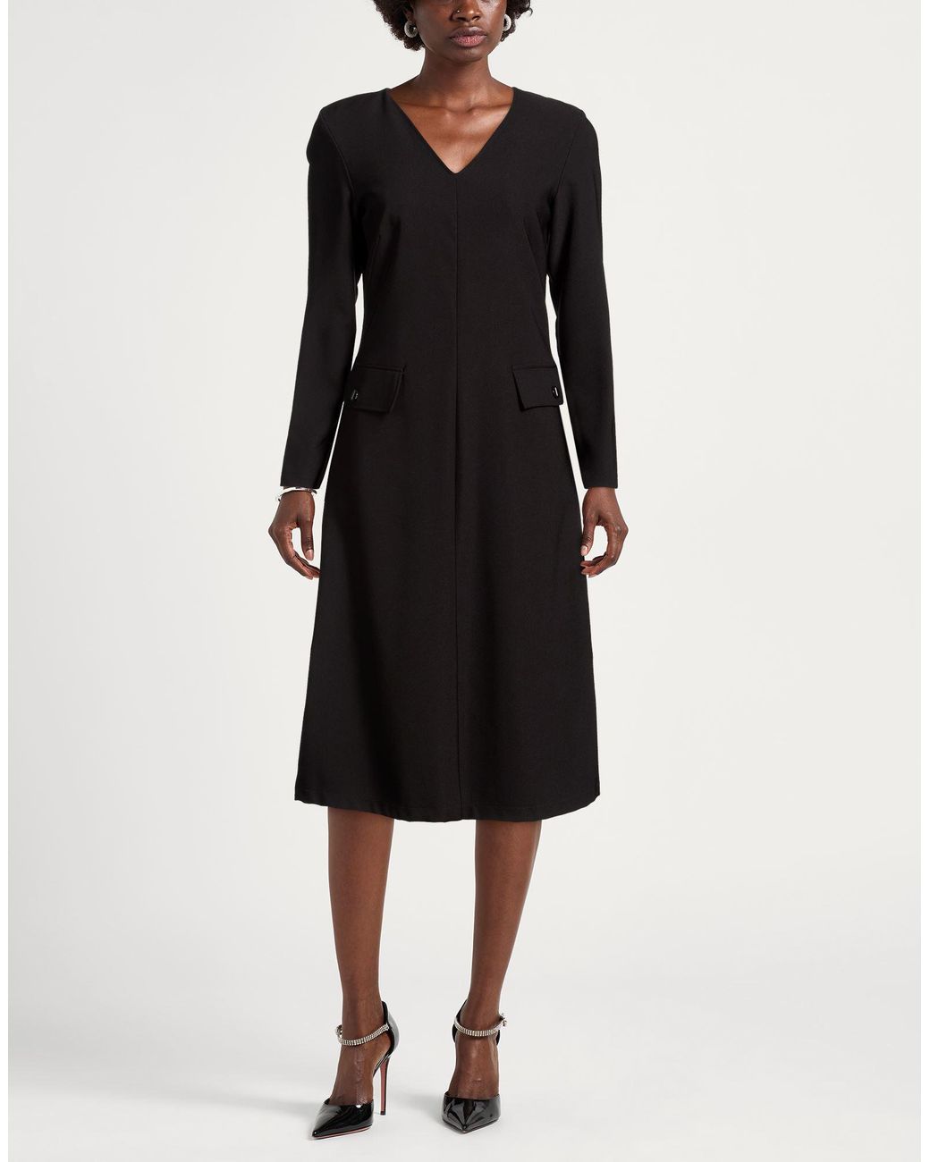 Diana Gallesi Black Midi Dress Polyester, Elastane