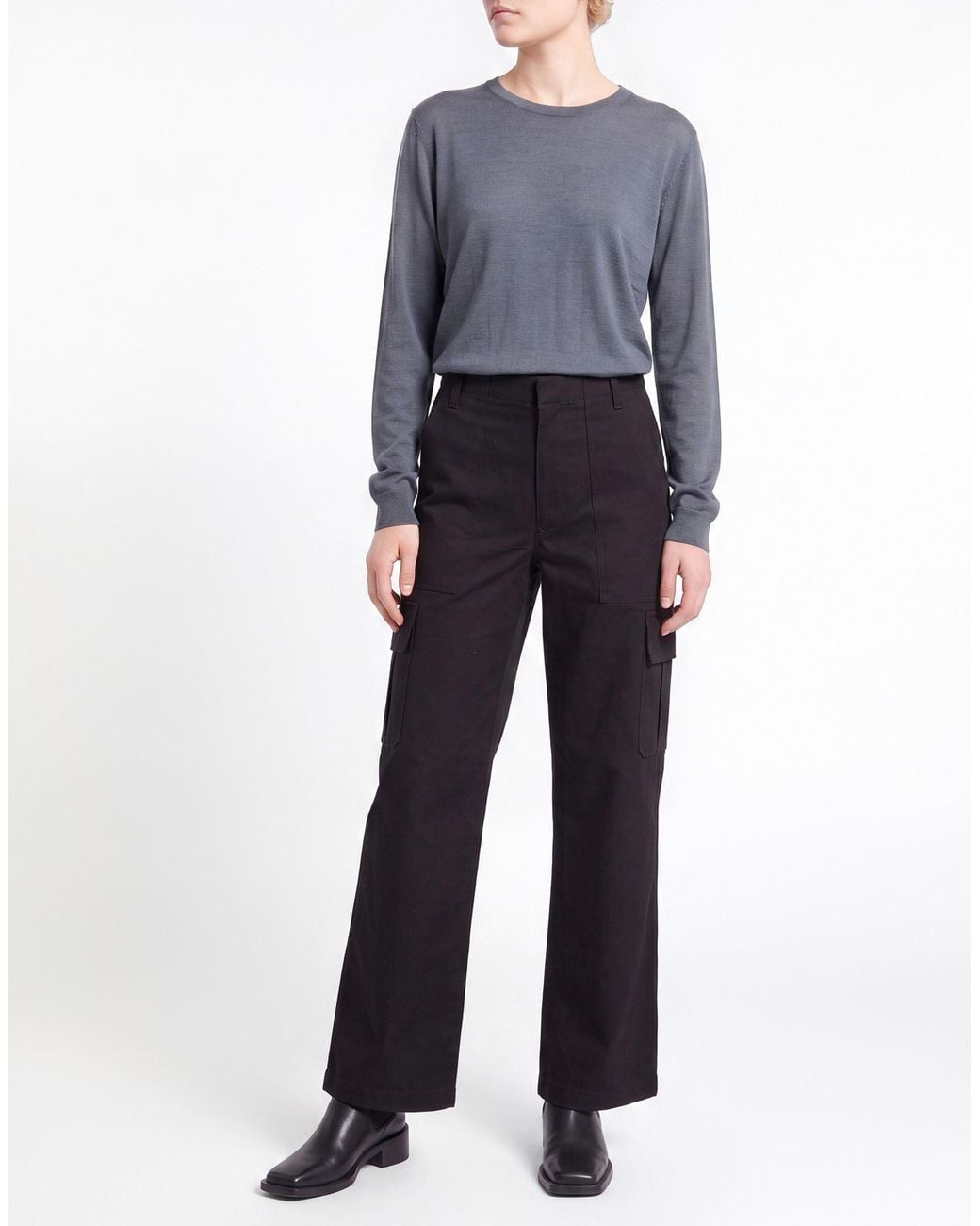 Soallure Black Pants Cotton, Elastane
