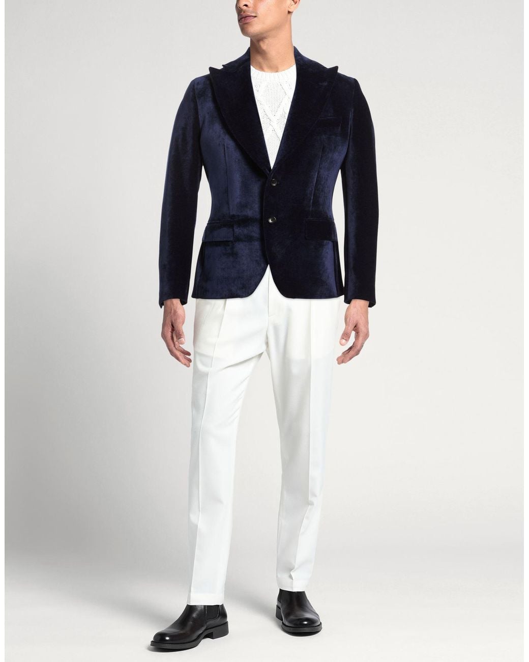 Reveres 1949 Blue Midnight Blazer Polyester, Elastane for men