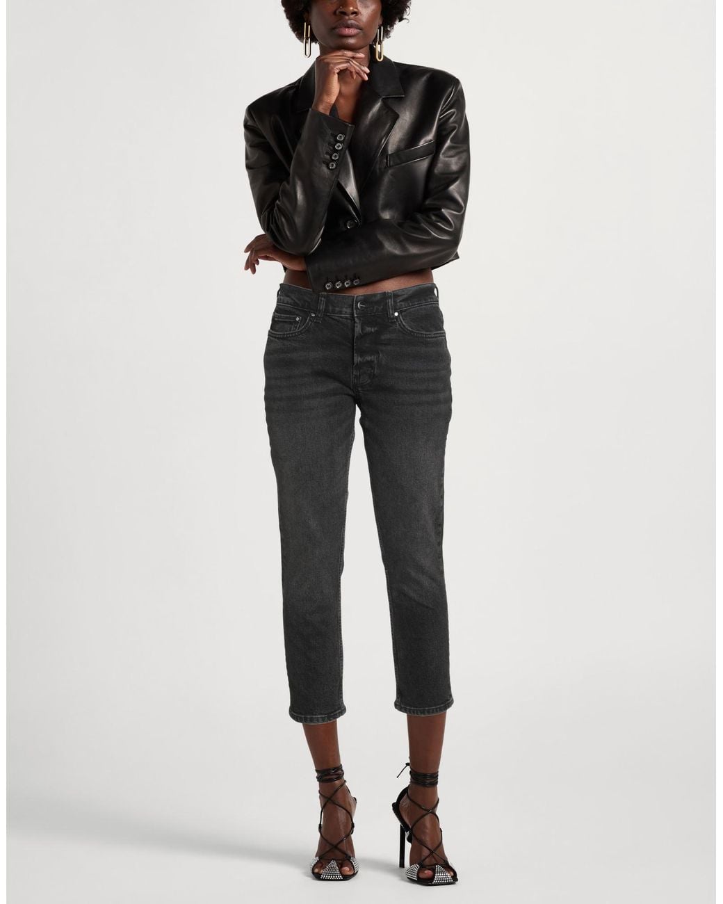 Anine Bing Gray Jeans Cotton, Elastane