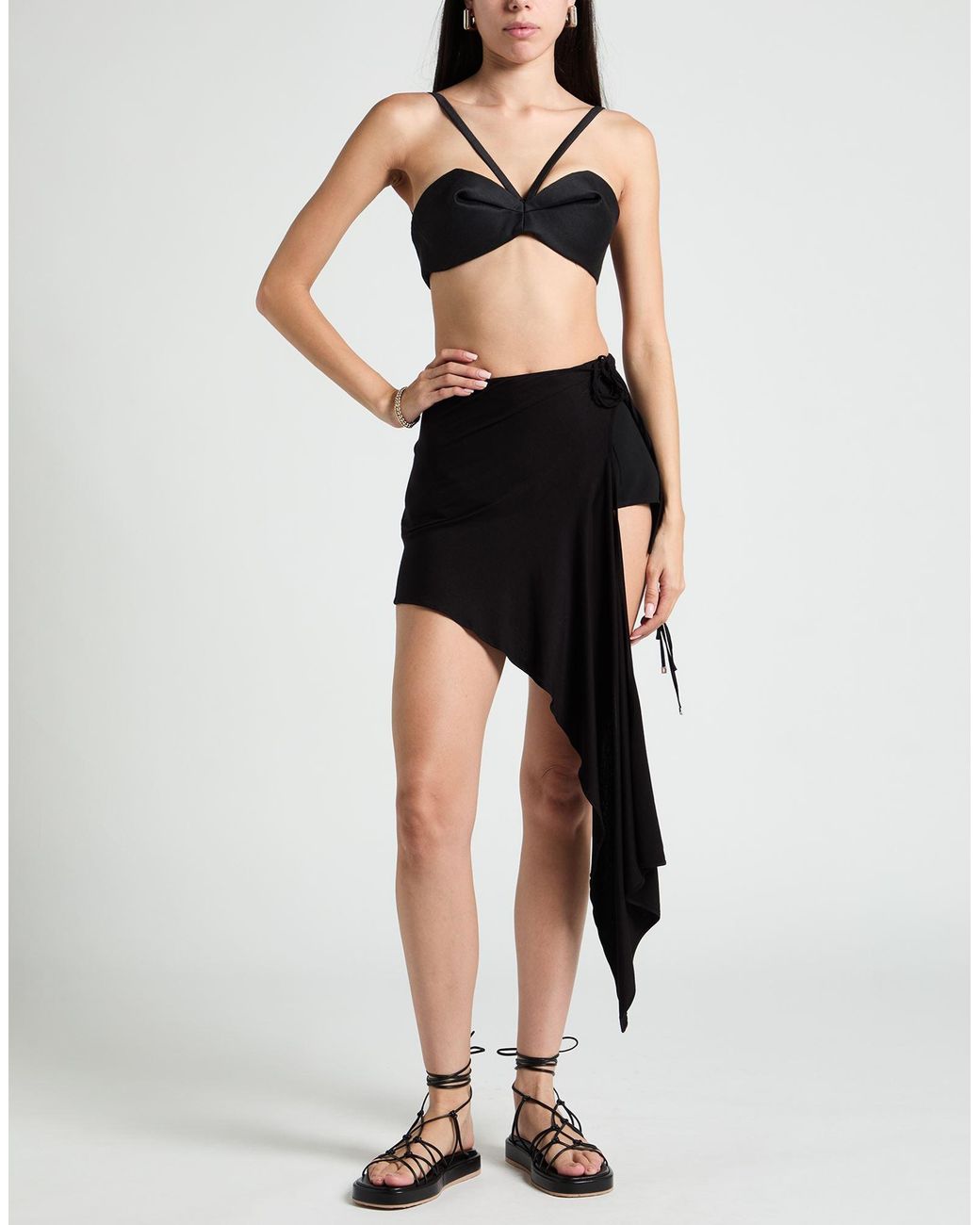 The Attico Black Midi Skirt Viscose, Elastane