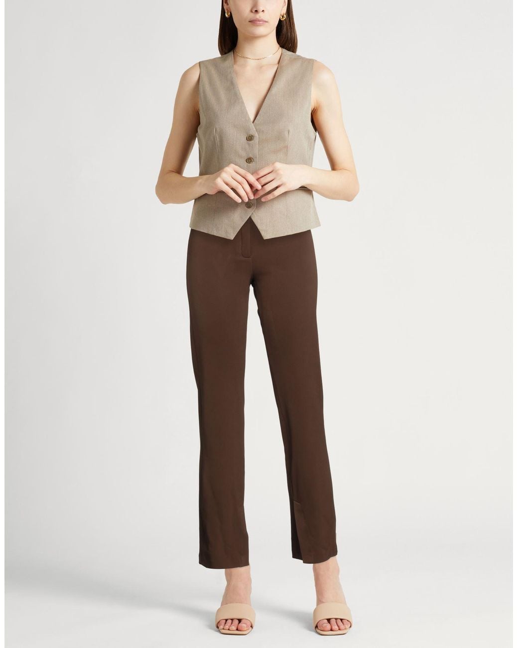 Alysi Brown Pants Polyester, Viscose, Elastane