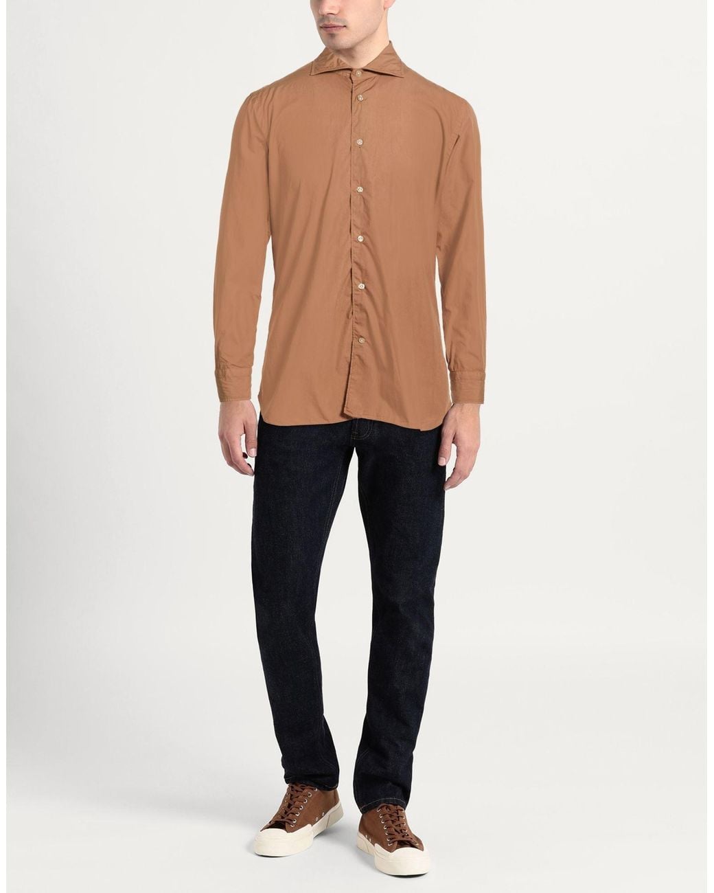 Borriello Brown Camel Shirt Cotton for men