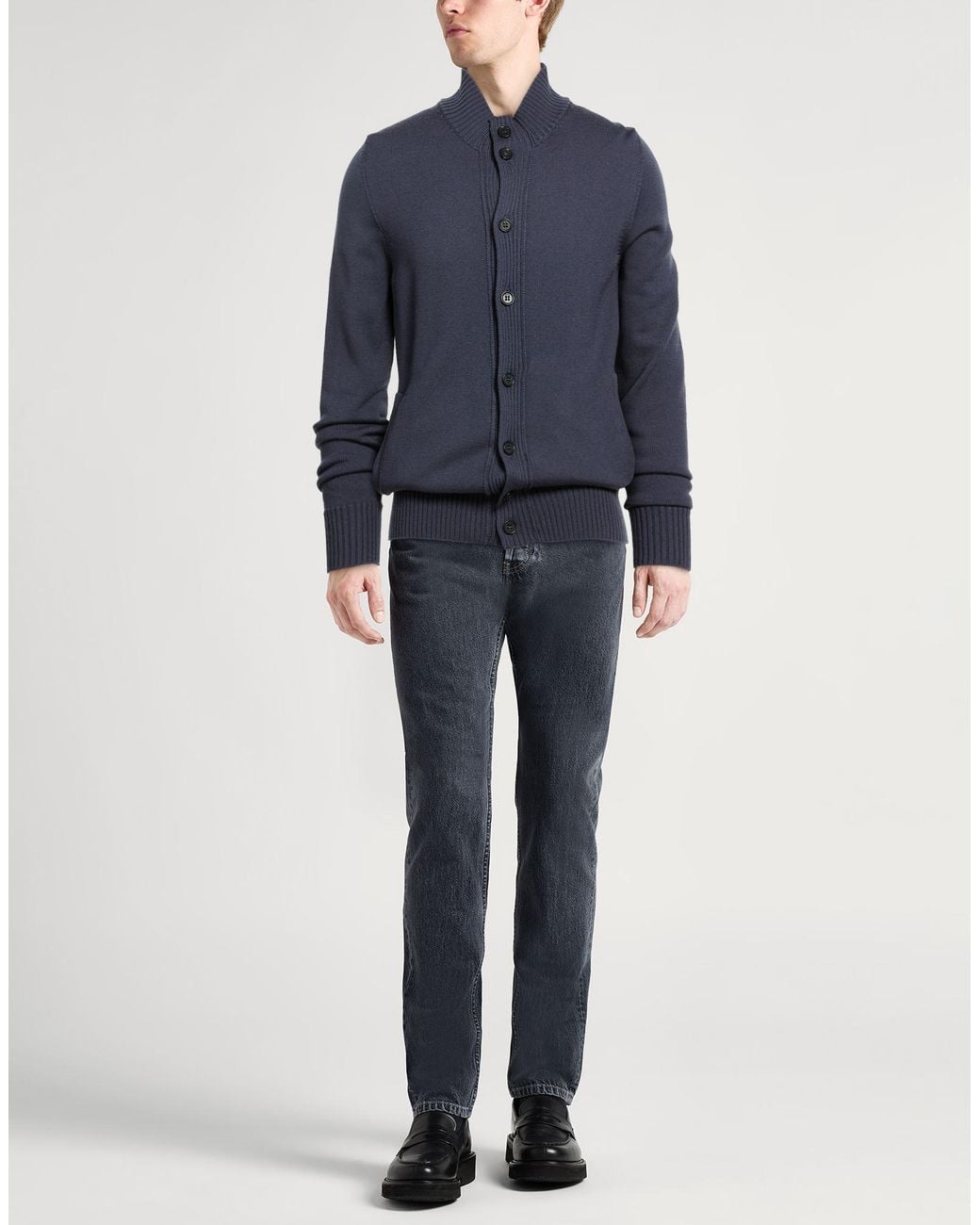 Drumohr Blue Cardigan Merino Wool for men
