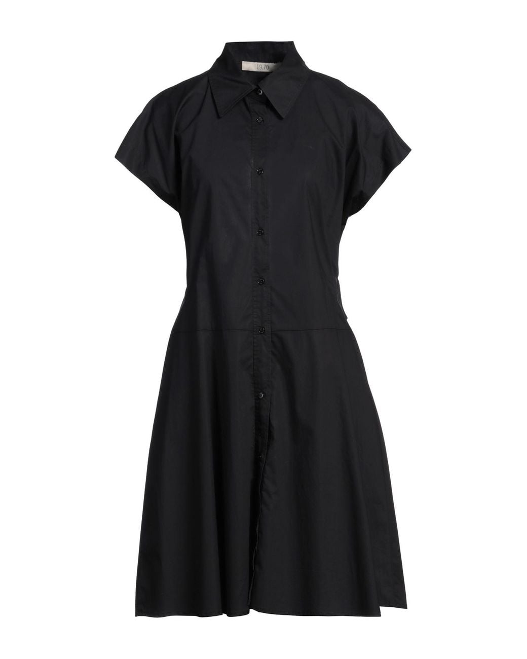 19.70 Nineteen Seventy Black Midi Dress Cotton