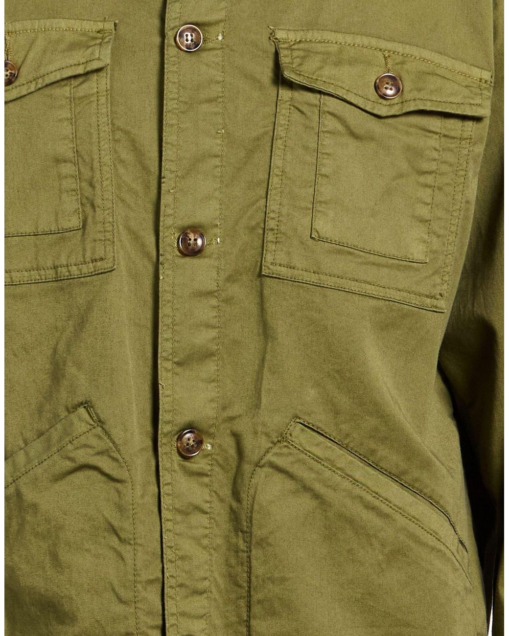Squad² Green Military Jacket Cotton, Elastane for men