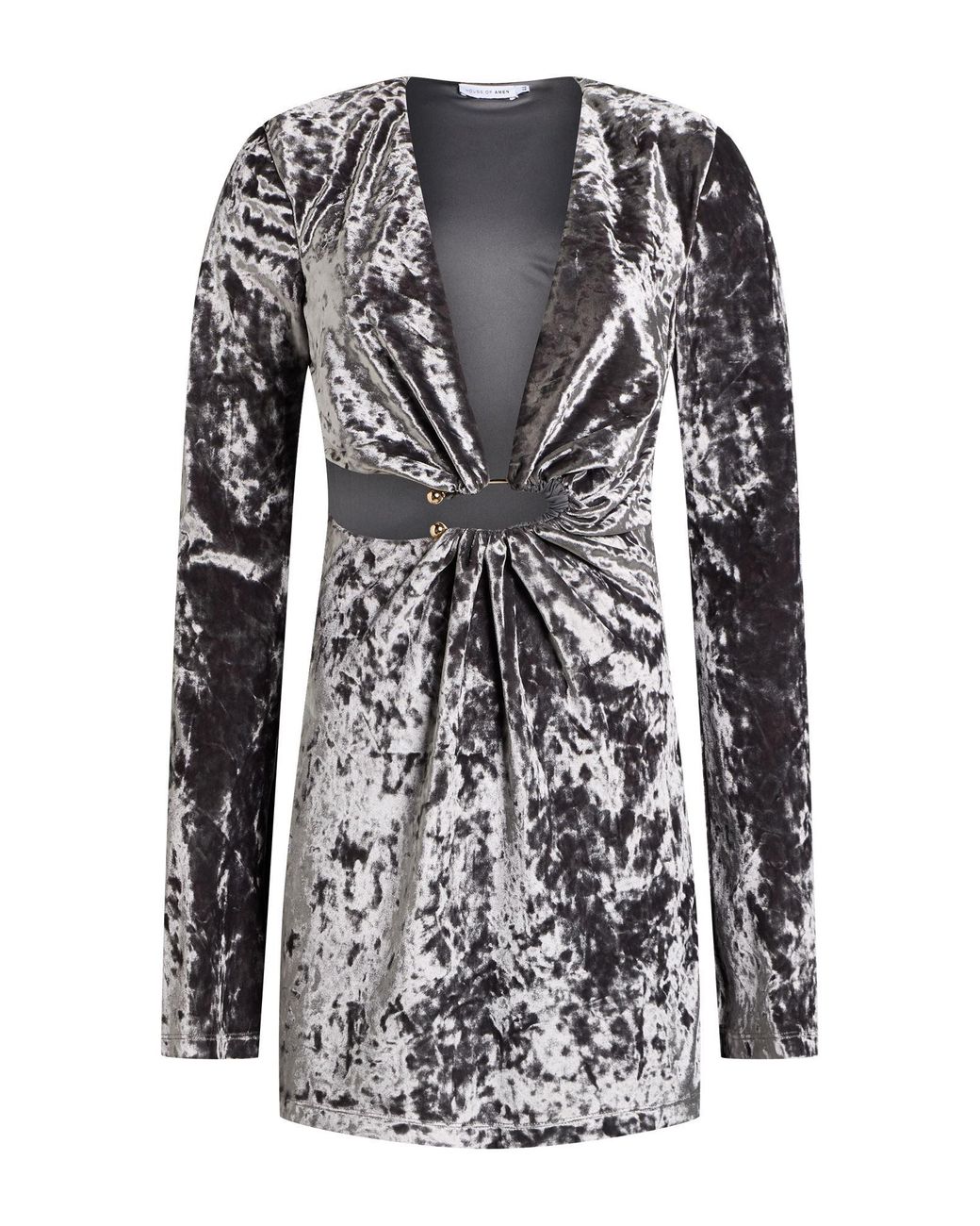 House of Amen Gray Mini Dress Polyester, Elastane