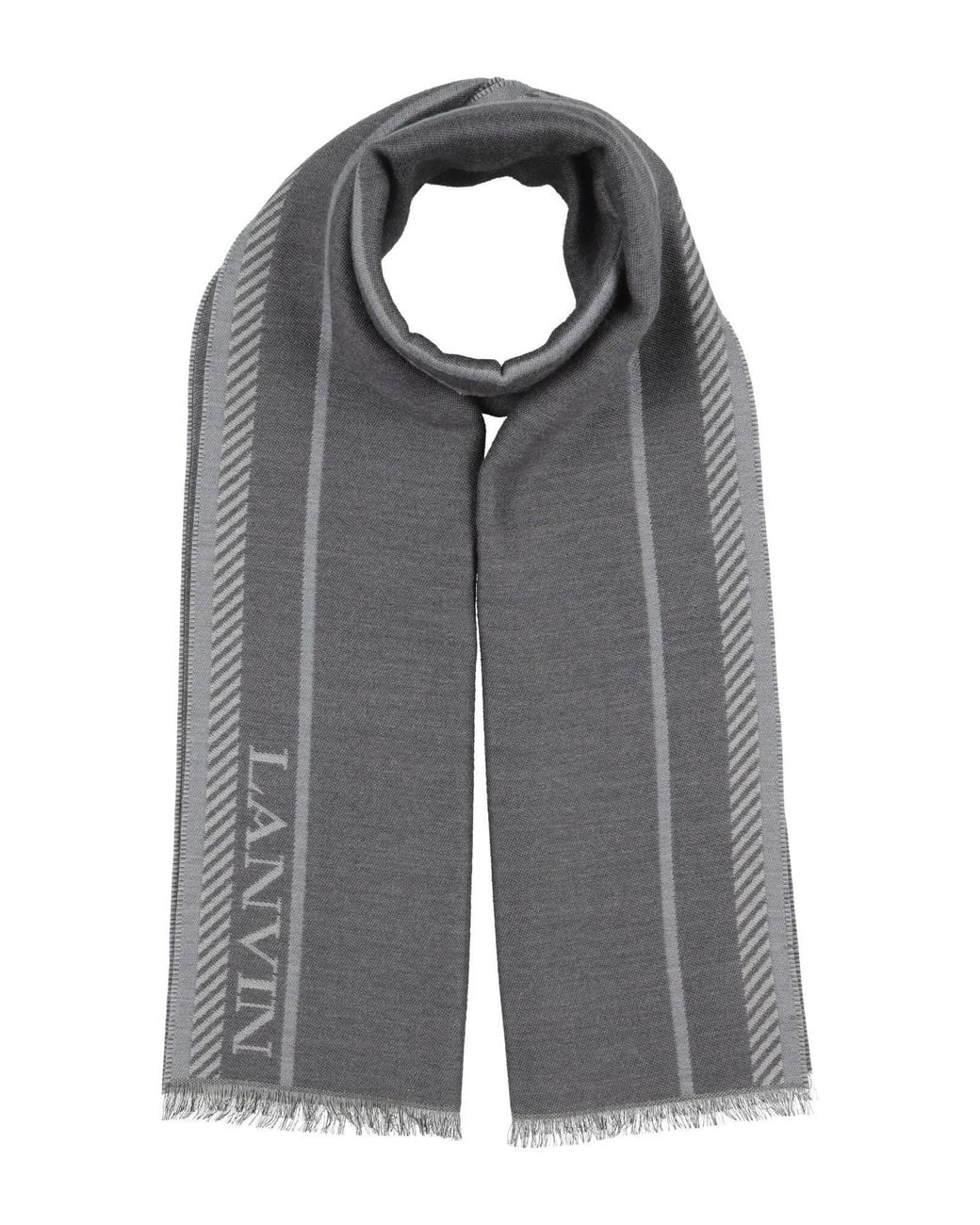 Lanvin Gray Scarf Virgin Wool, Silk