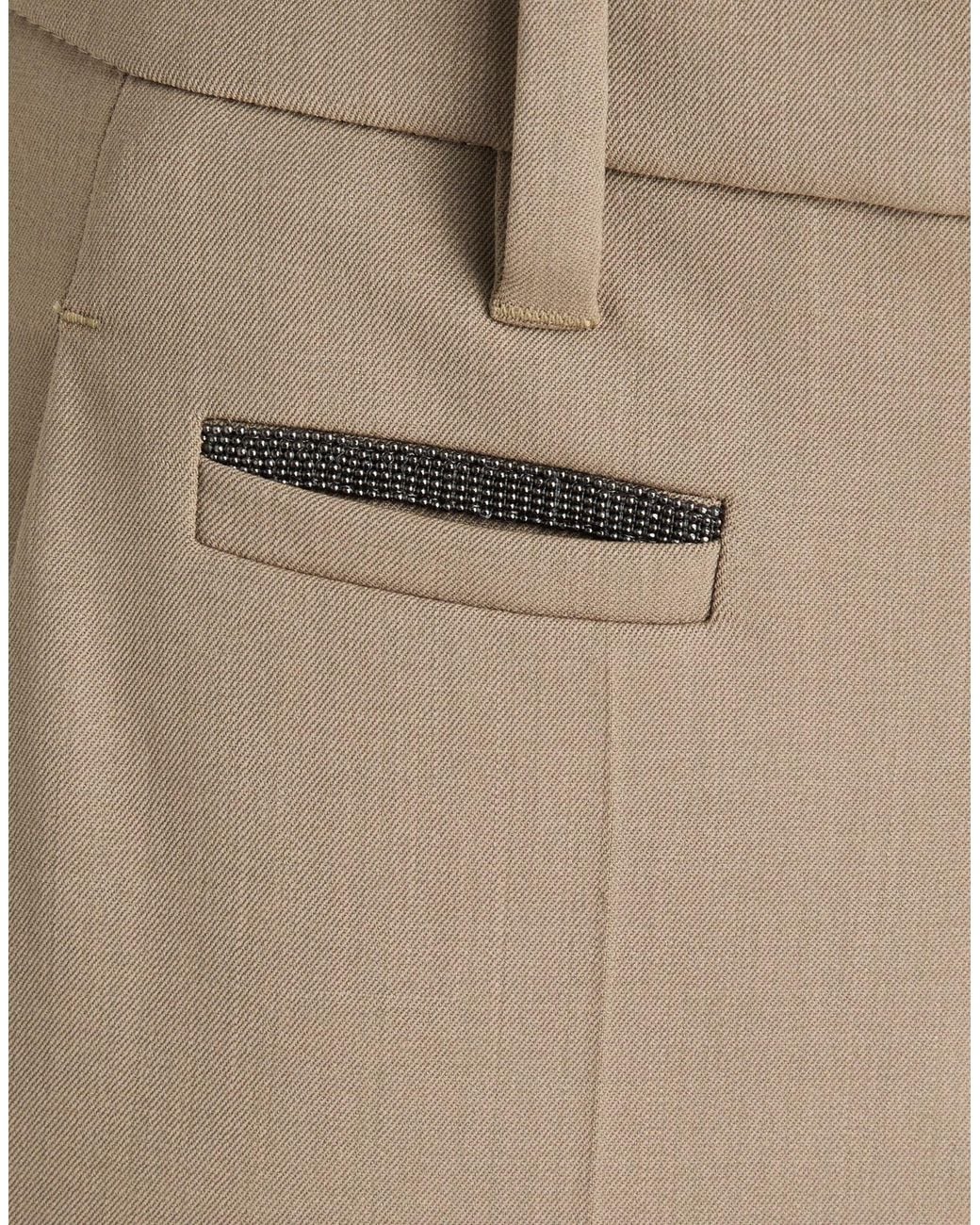 Brunello Cucinelli Natural Pants Virgin Wool, Polyamide, Elastane, Brass
