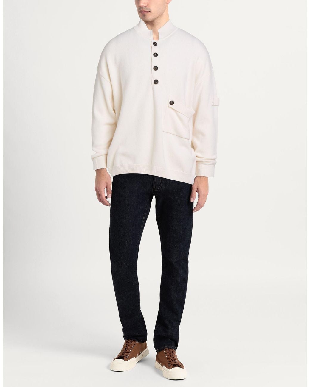 Aion White Ivory Sweater Virgin Wool, Cashmere for men