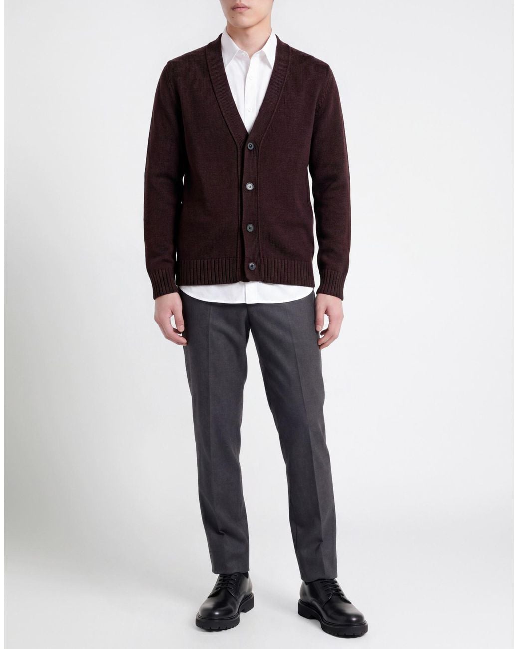 Alpha Studio Black Chocolate Cardigan Merino Wool for men
