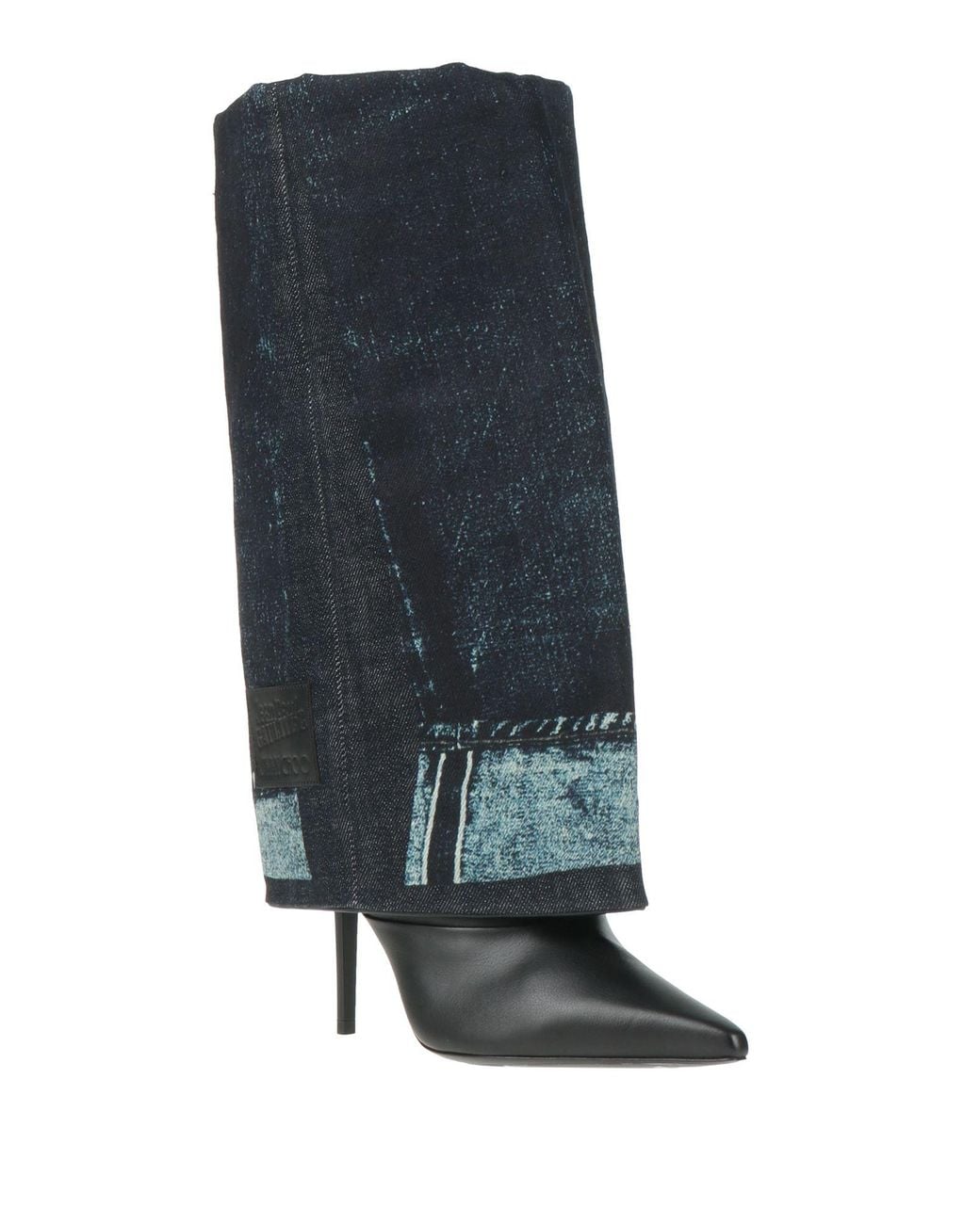 Jean Paul Gaultier Blue X Jimmy Choo Boot Leather, Textile Fibers