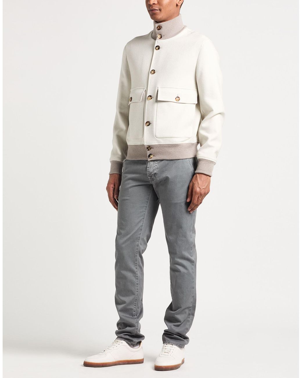 Brunello Cucinelli White Jacket Wool for men