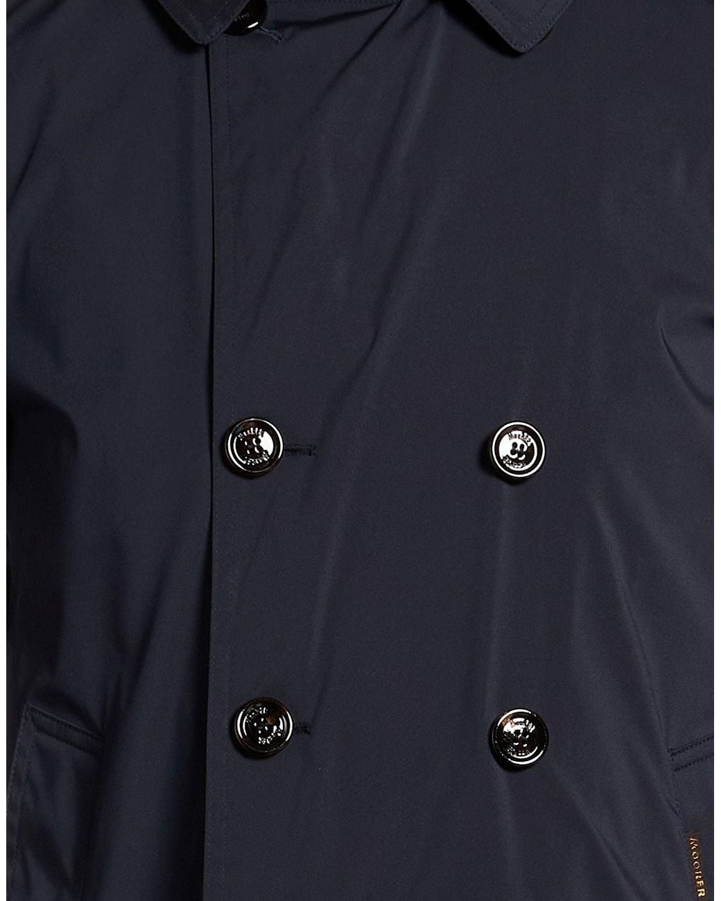 Moorer Blue Midnight Overcoat & Trench Coat Polyester, Elastane for men