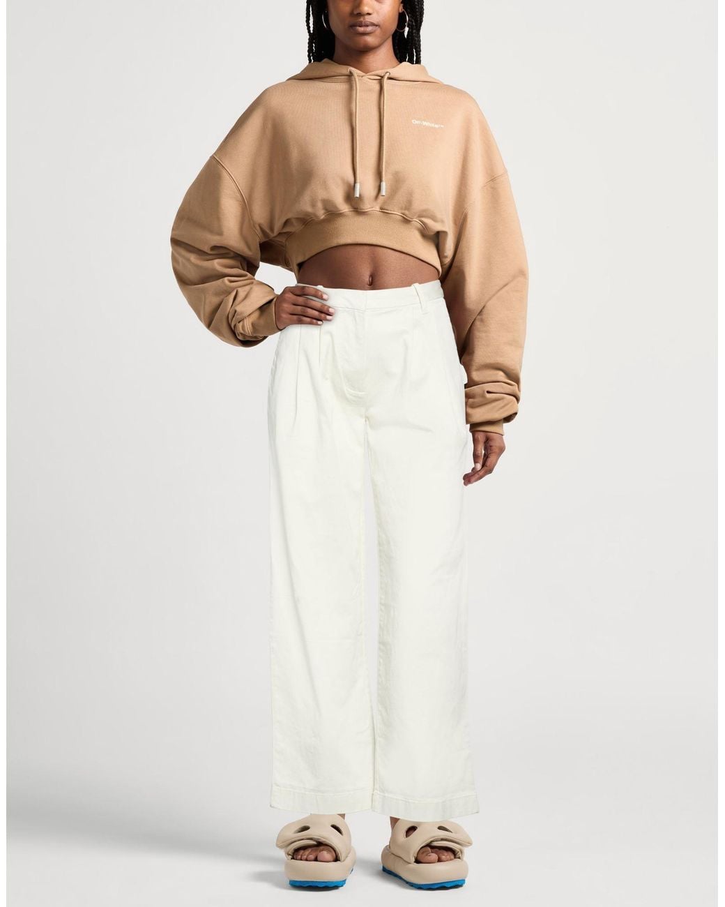 Calvin Klein White Pants Cotton, Elastane