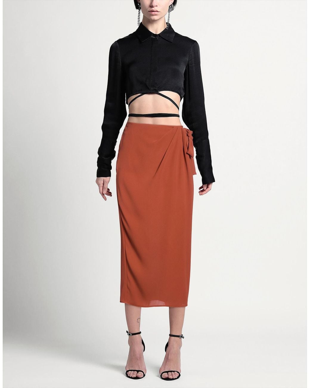Compagnia Italiana Orange Midi Skirt Synthetic Fibers