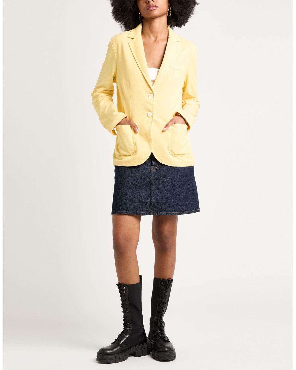 Circolo 1901 Yellow Blazer Cotton, Elastane