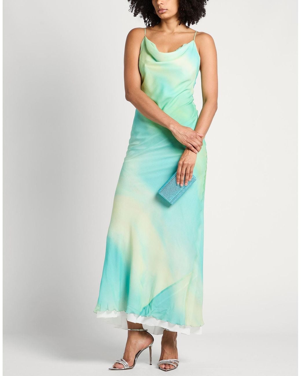 MVP WARDROBE Green Sky Maxi Dress Silk
