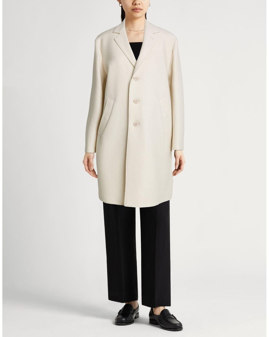 Herno White Ivory Coat Virgin Wool