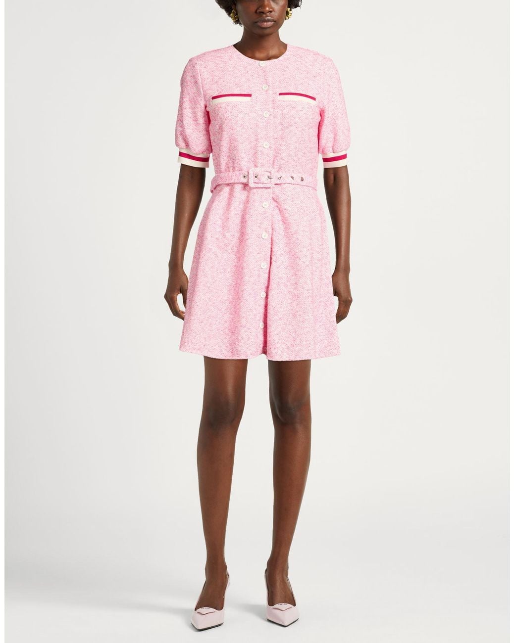 Pinko Pink Mini Dress Cotton, Polyester, Nylon