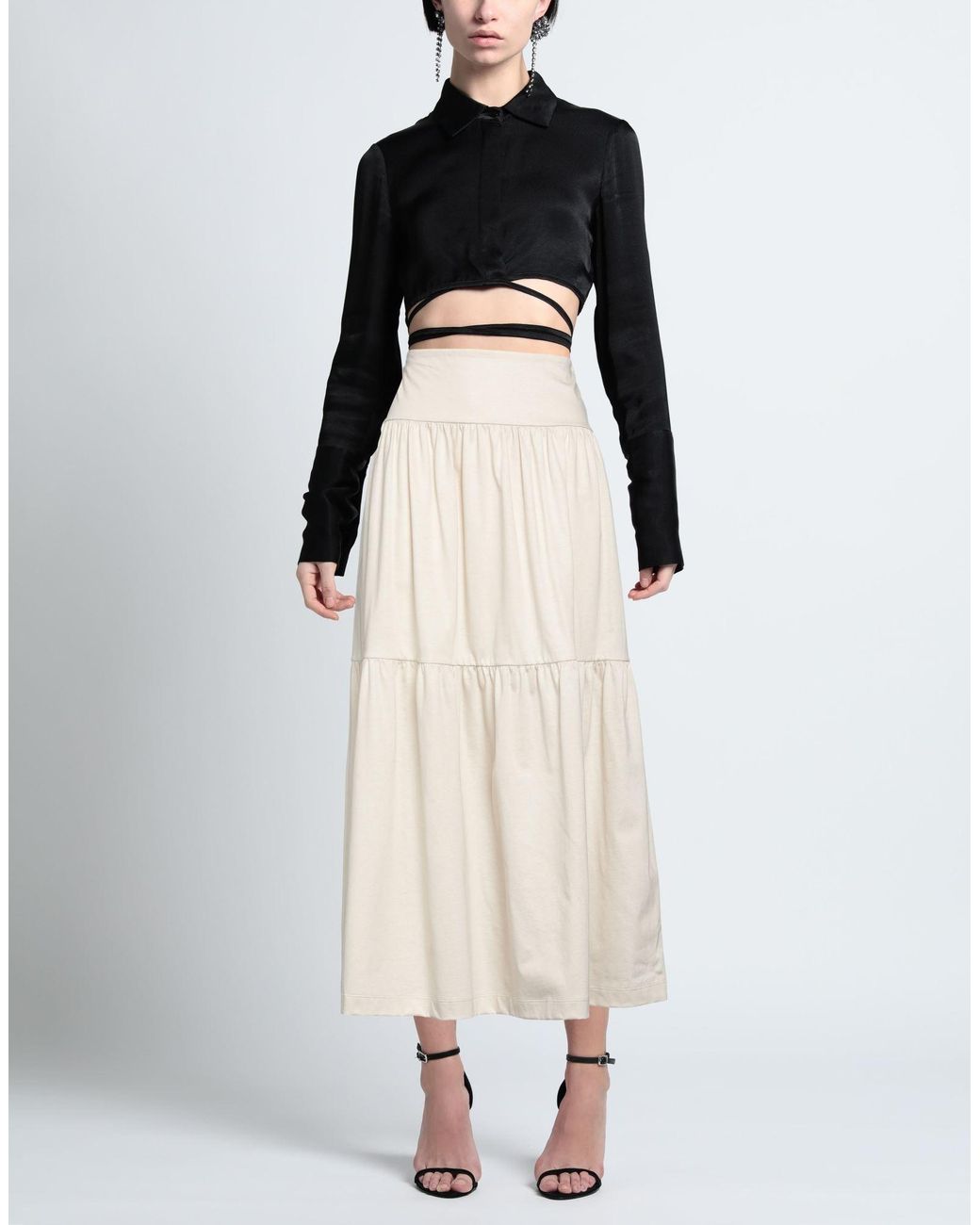Douuod White Maxi Skirt Cotton