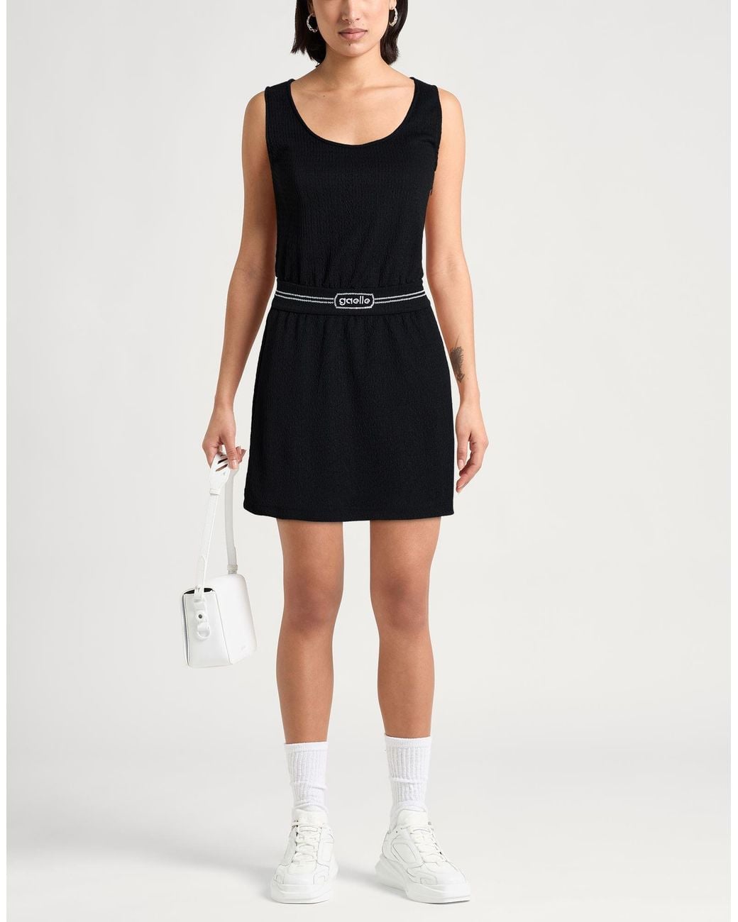 Gaelle Paris Black Mini Dress Polyester, Elastane