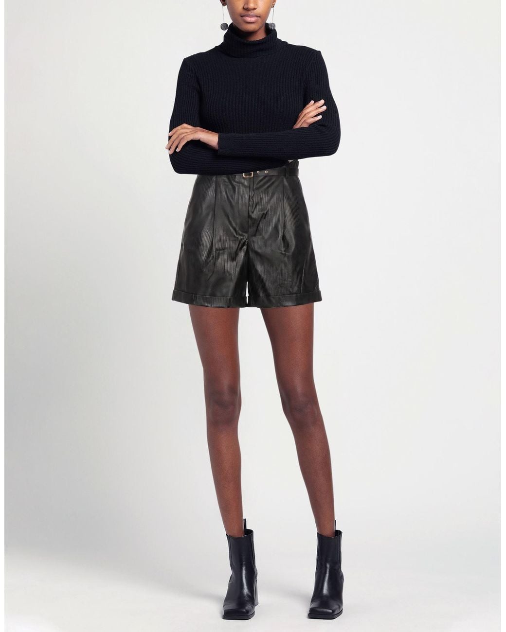 SIMONA CORSELLINI Gray Shorts & Bermuda Shorts Polyurethane, Polyester
