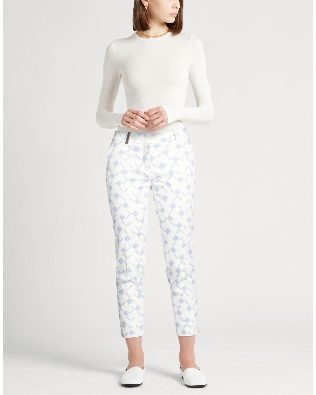 Peserico White Pants Cotton, Elastane