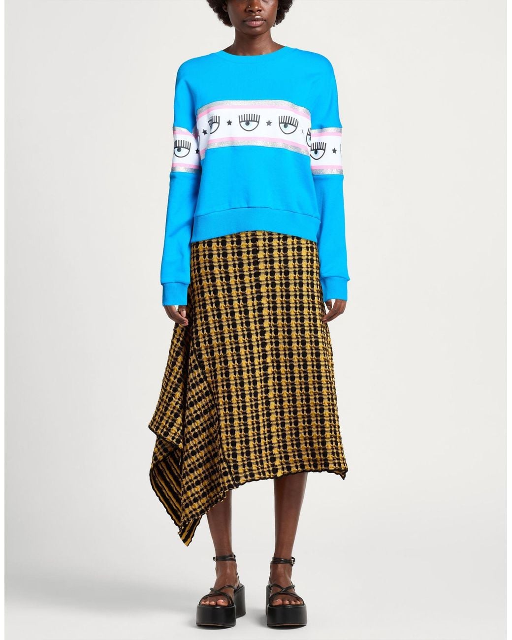Chiara Ferragni Blue Sweatshirt Cotton