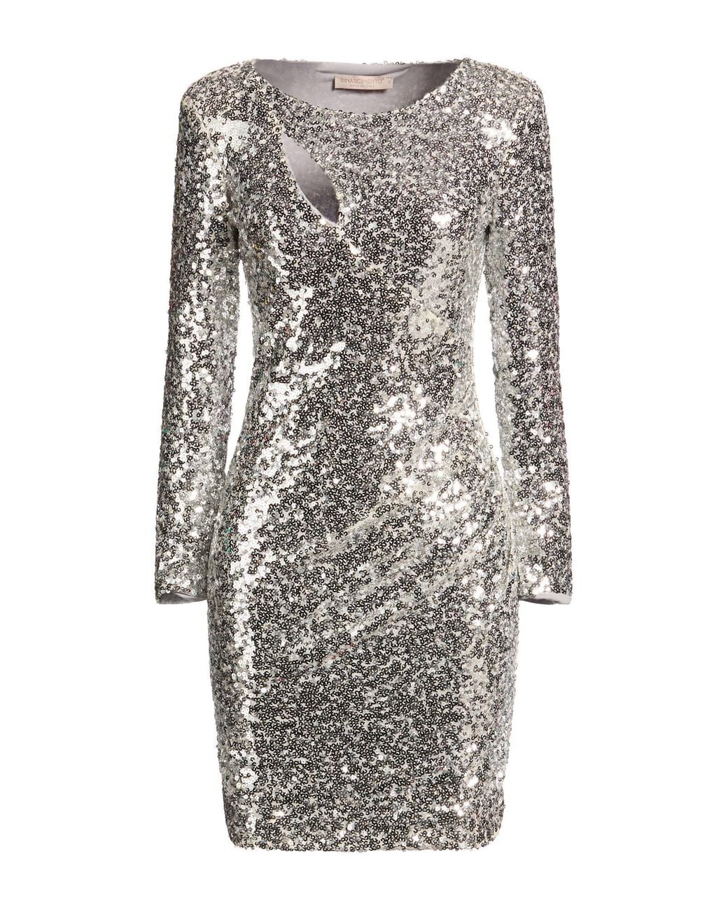 Rinascimento Gray Mini Dress Polyester, Elastane