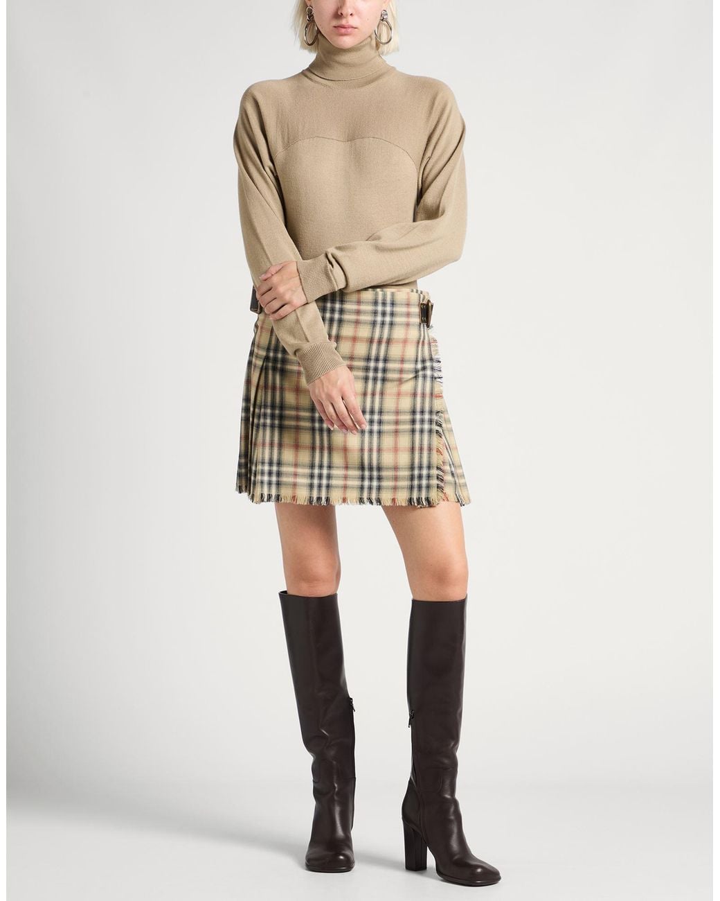 Burberry Natural Mini Skirt Wool