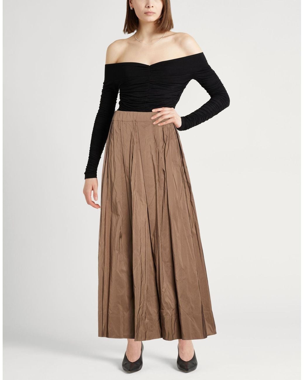Max Mara Brown Maxi Skirt Cotton, Polyester
