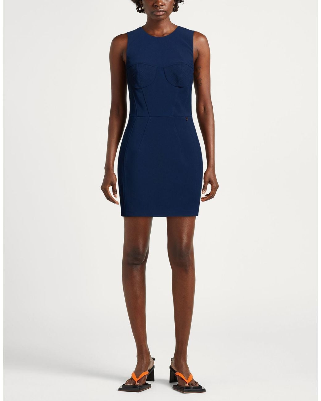 Elisabetta Franchi Blue Mini Dress Polyester, Elastane