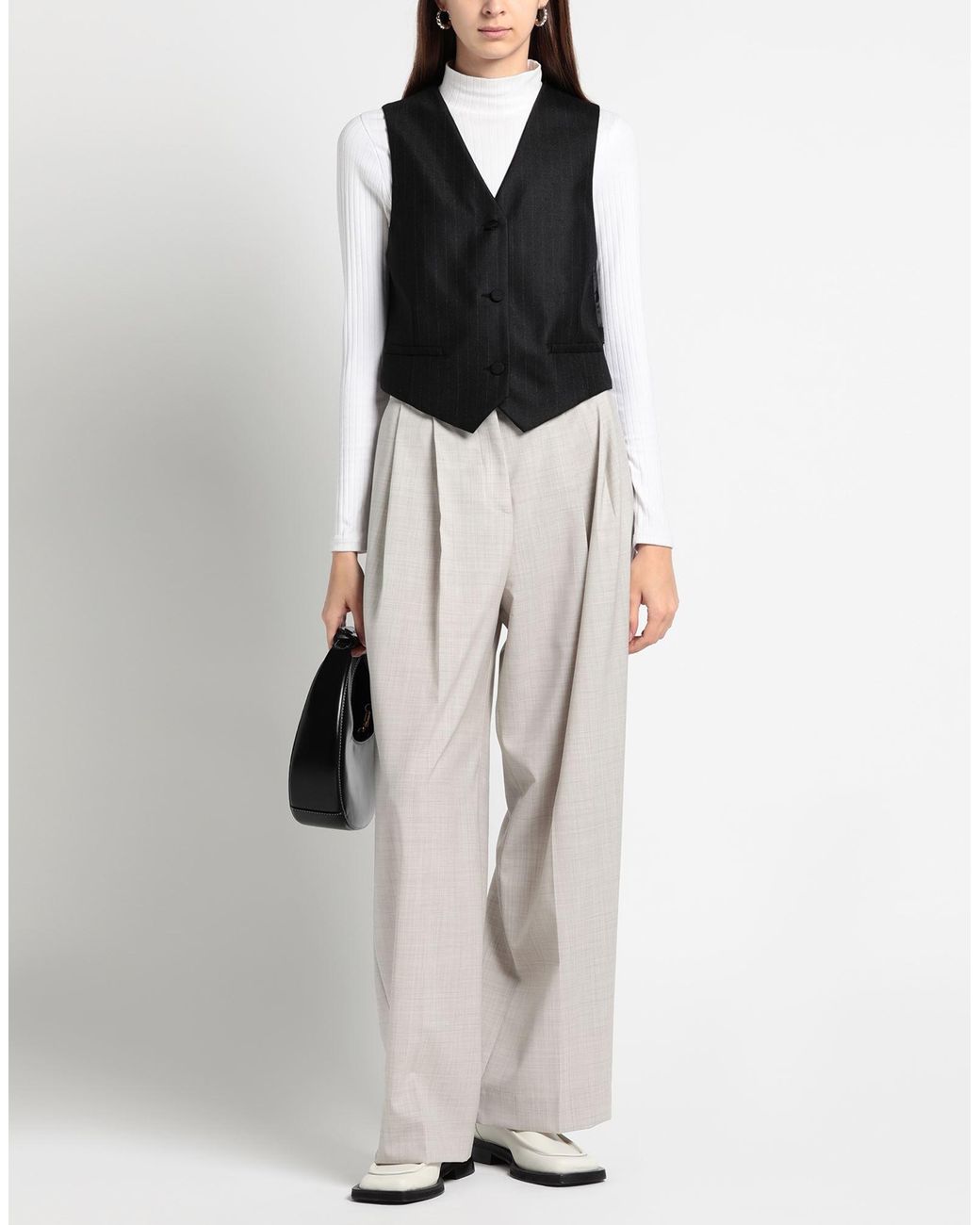 Sandro Black Tailored Vest Polyester, Wool, Elastane