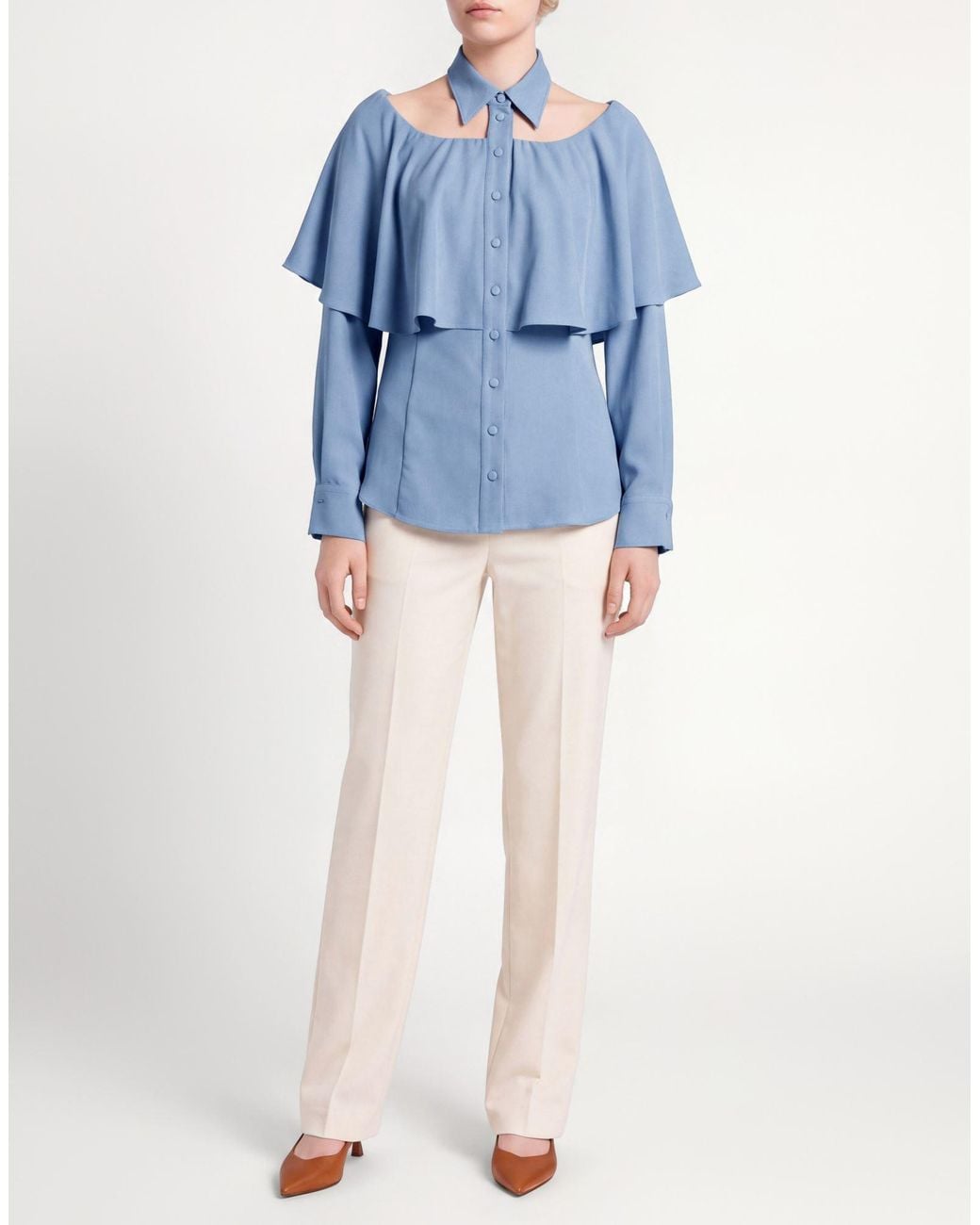 Sara Battaglia Blue Shirt Polyester, Elastane