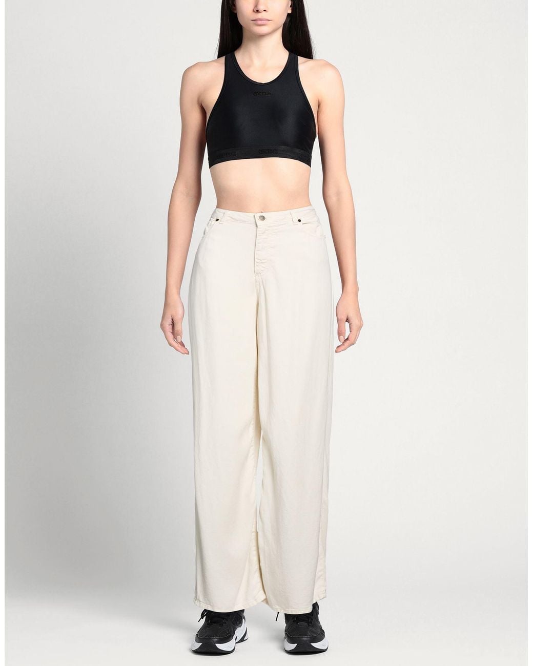 Cruna White Ivory Pants Polyester, Elastane