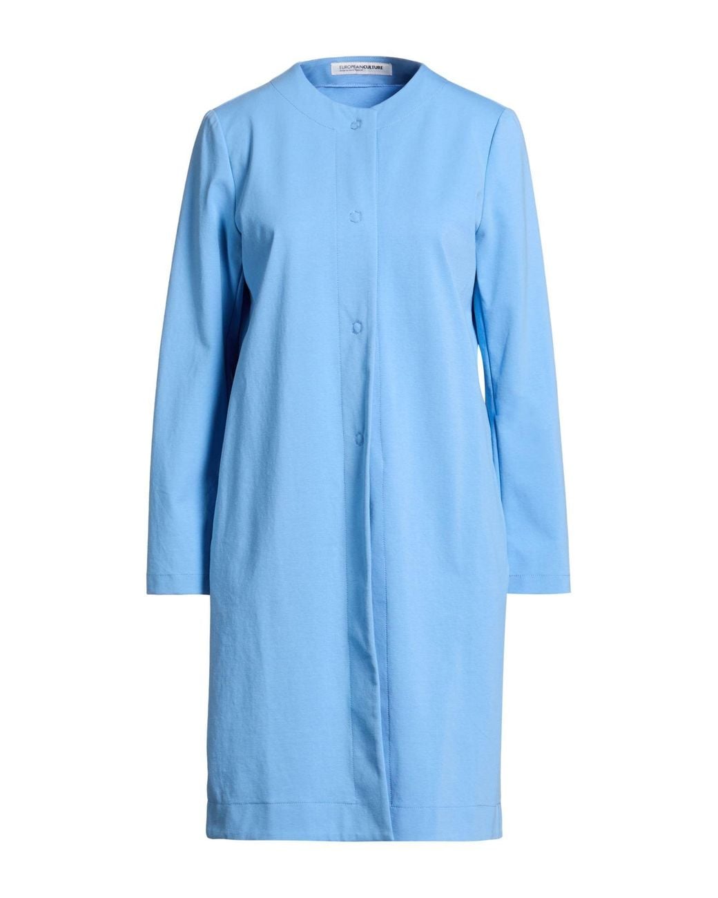European Culture Blue Light Overcoat & Trench Coat Cotton, Polyamide, Elastane