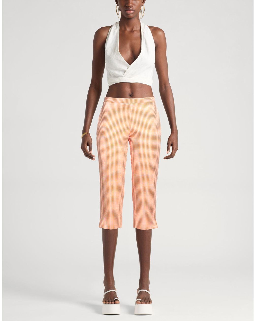 Rossopuro Orange Pants Polyester, Cotton